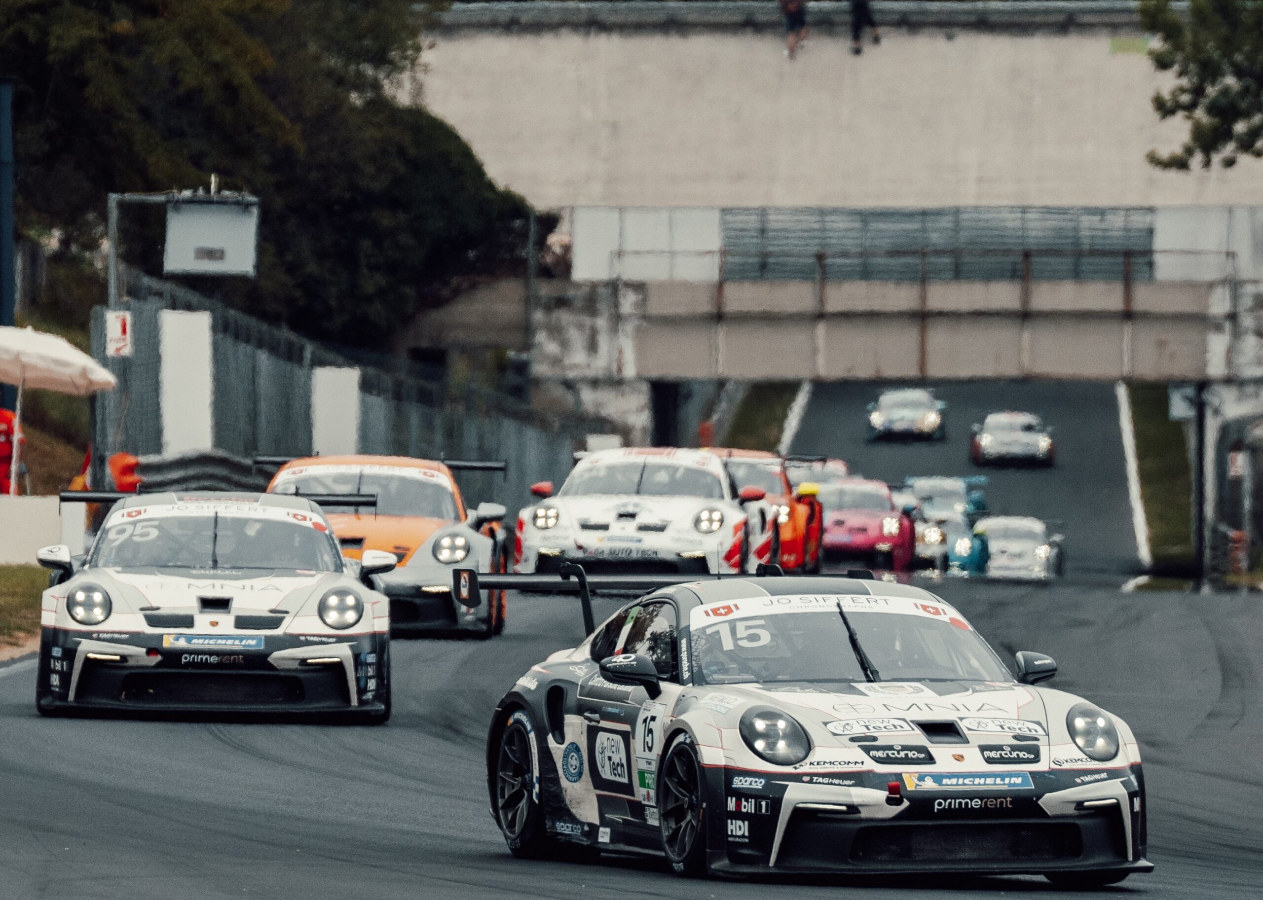 Omnia Racing Porsche GT car in action during the Porsche Sprint Challenge Suisse at Monza